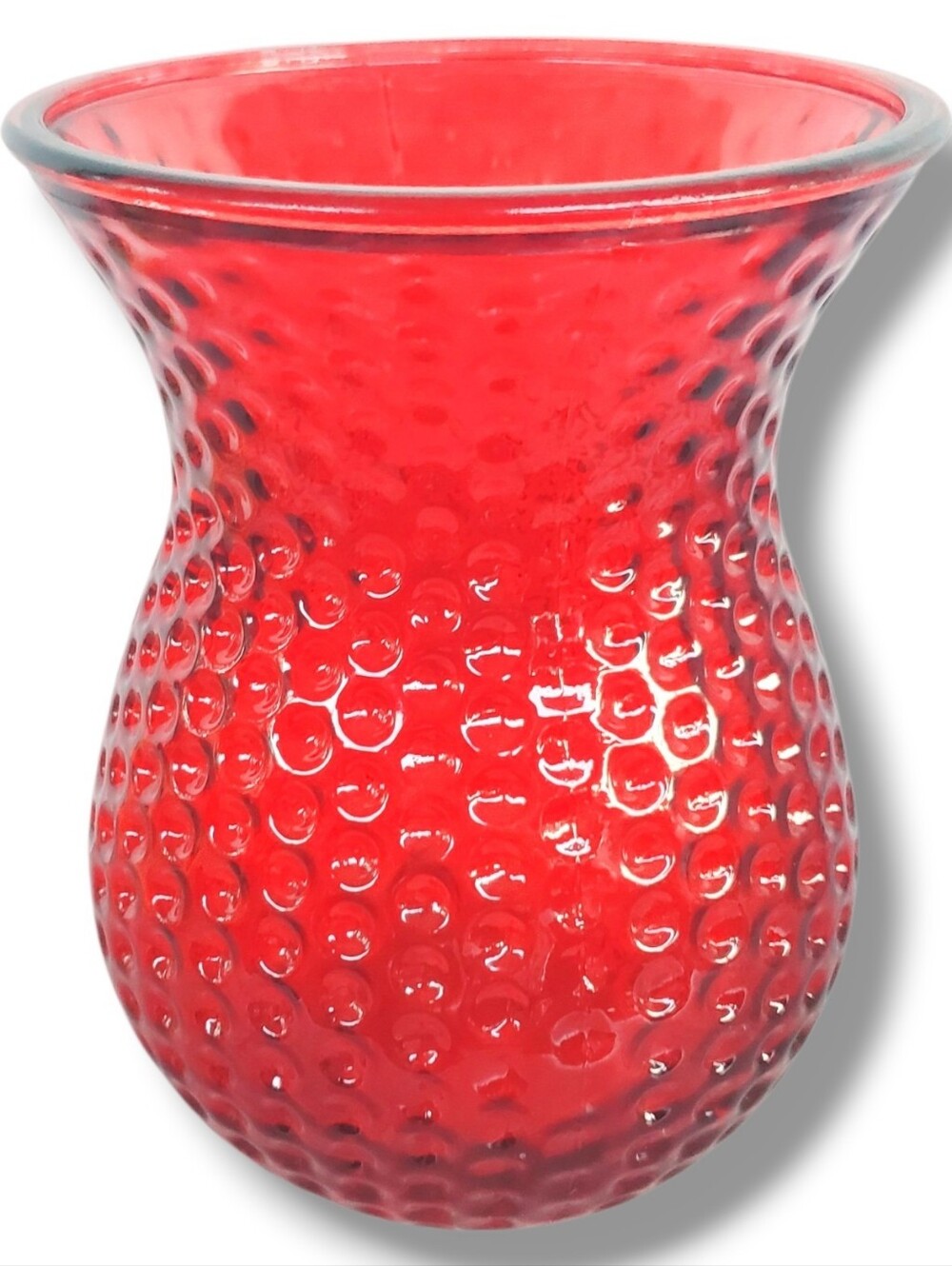 Vintage Rare Fenton Mid Century Rose Red Reverse Hobnail Type Vase